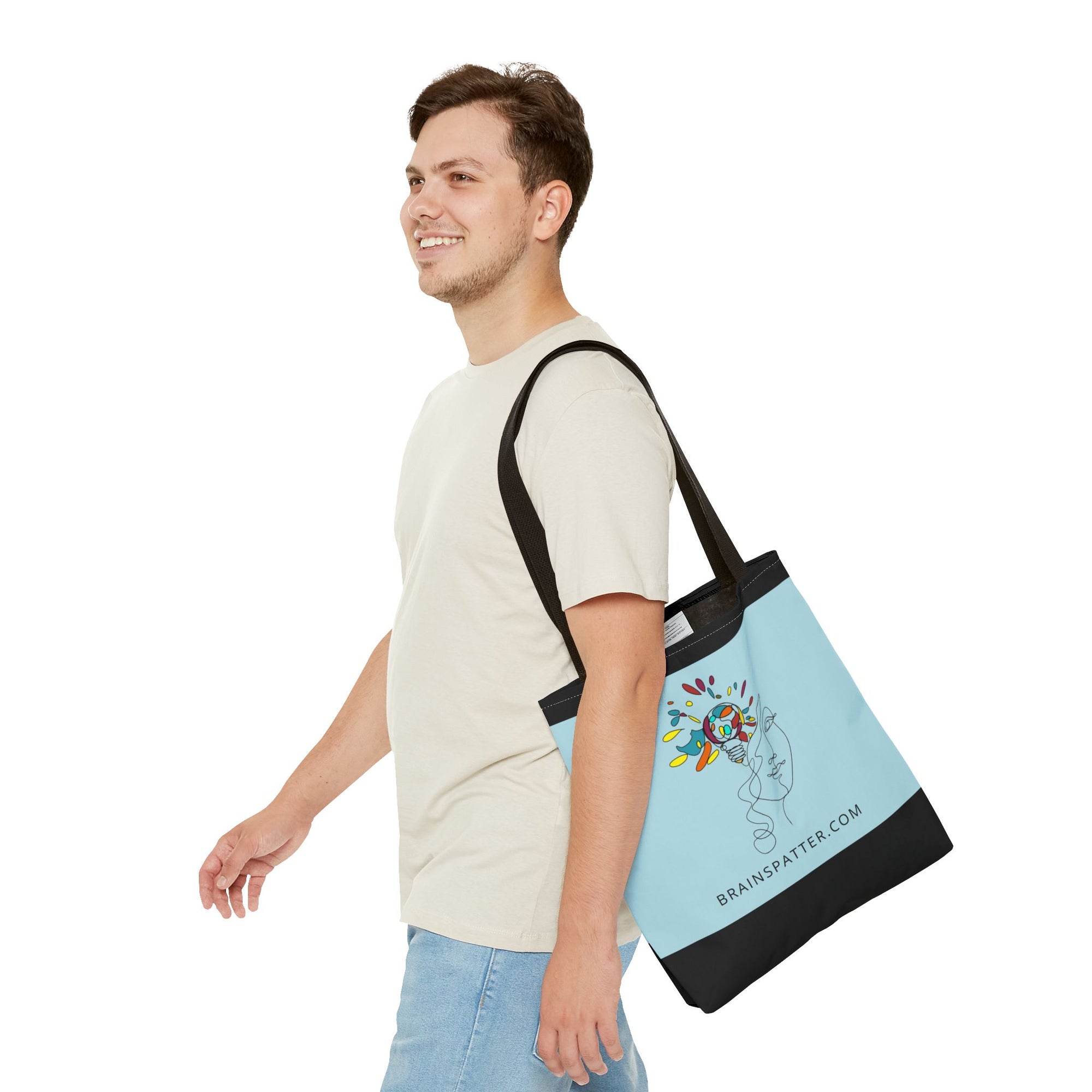 BRAINSPATTER Tote Bag - Pale Turquoise (AOP)