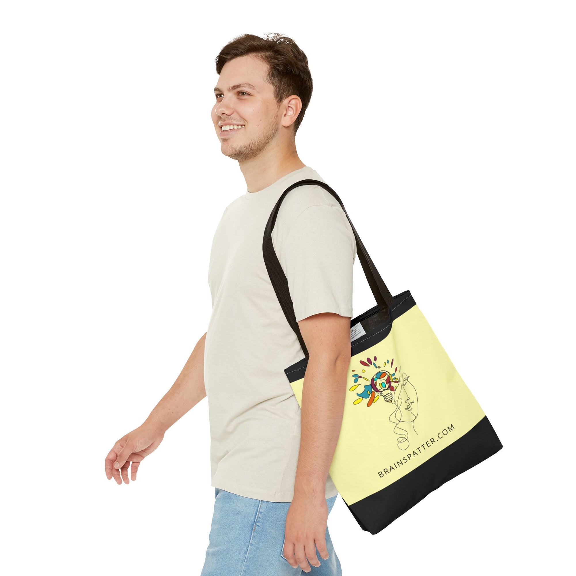 BRAINSPATTER Tote Bag - Soft Yellow (AOP)